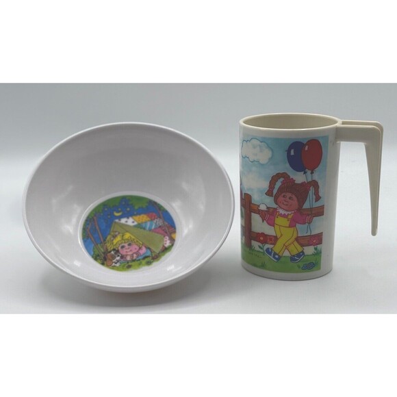 Cabbage Patch Vintage Melamine Cup & Bowl Set 1980's Children’s Dinnerware - Picture 1 of 12